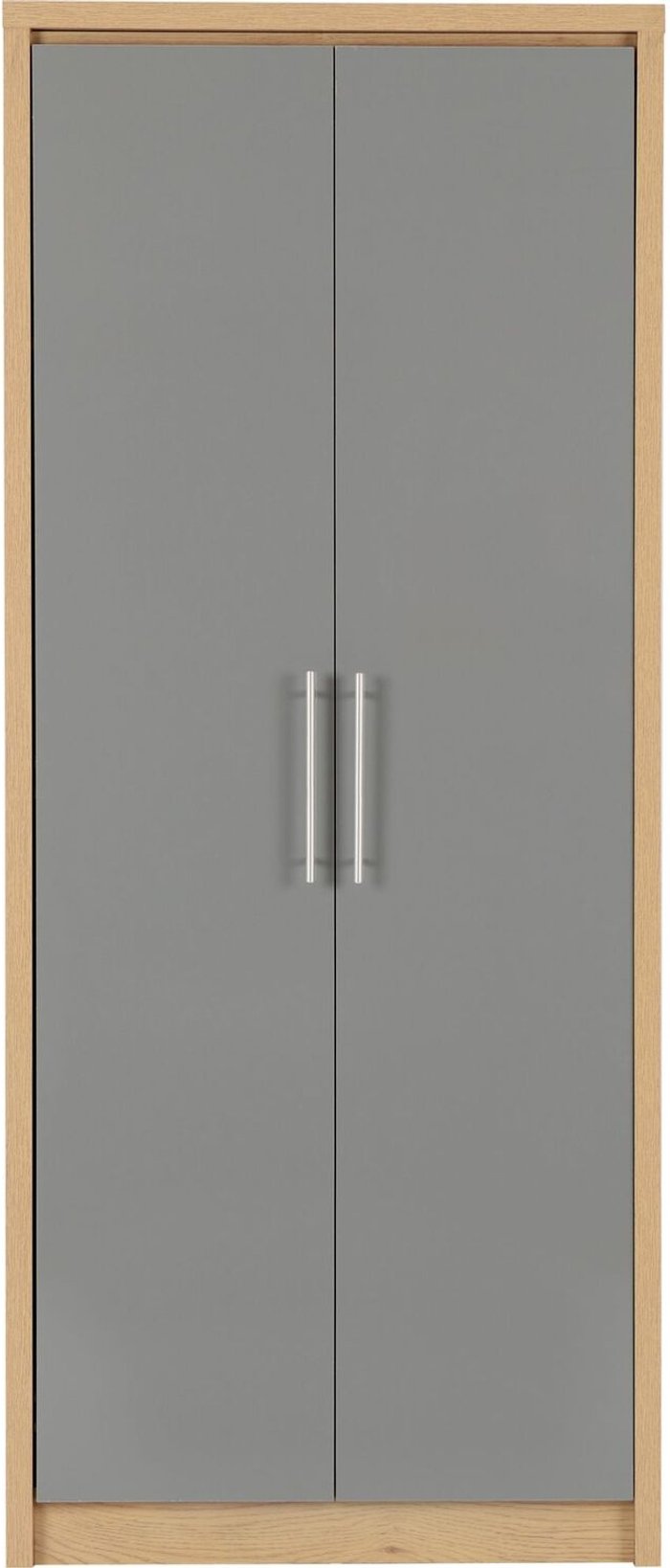 The Range | Seconique Seville 2 Door Wardrobe - Grey High Gloss, Light Oak Effect Veneer Seconique Seville 2 Door Wardrobe - Grey High Gloss, Light Oak Effect Veneer