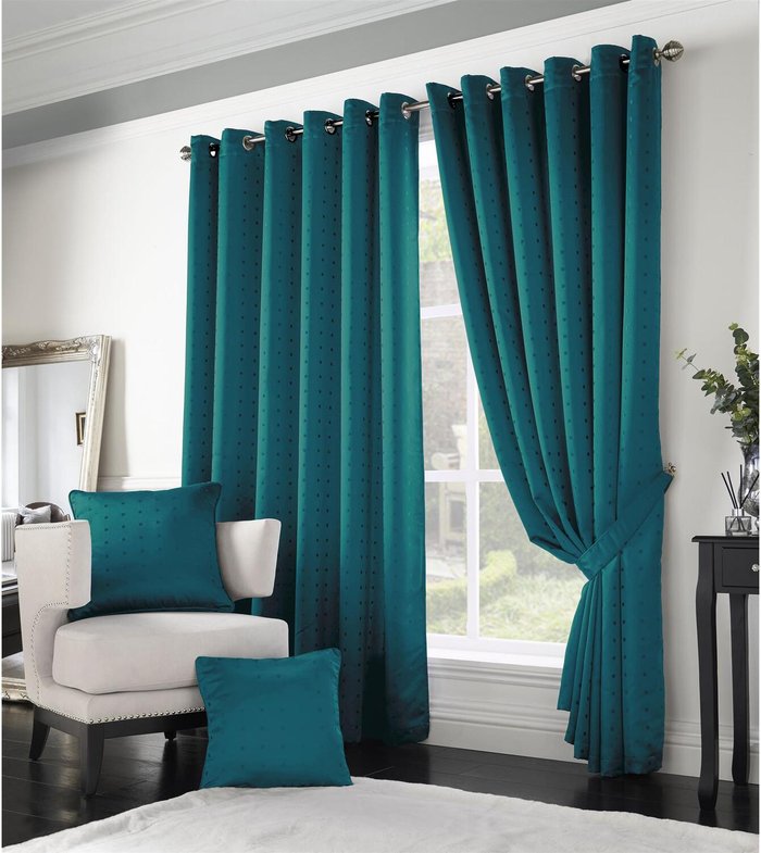 The Range | Livinluxury Adiso Eyelet Ring Top Curtains - Teal / 229cm / 168cm Livinluxury Adiso Eyelet Ring Top Curtains - Teal / 229cm / 168cm