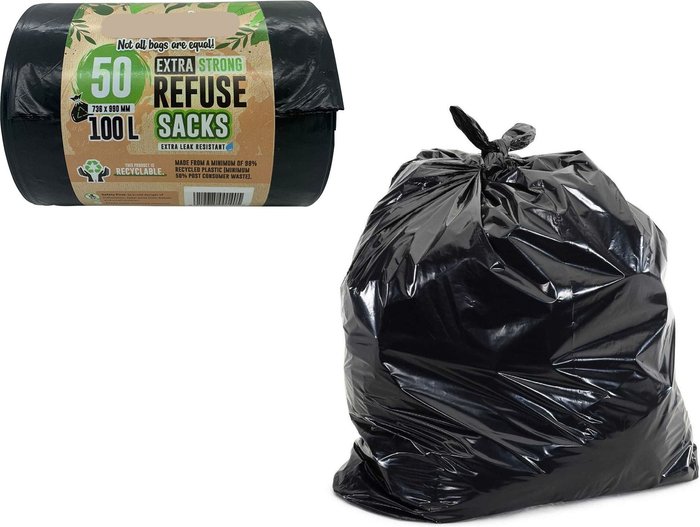 The Range | Shop4allsorts 50 Heavy Duty Black Bin Bags Refuse Sacks 100L - Black Shop4allsorts 50 Heavy Duty Black Bin Bags Refuse Sacks 100L - Black