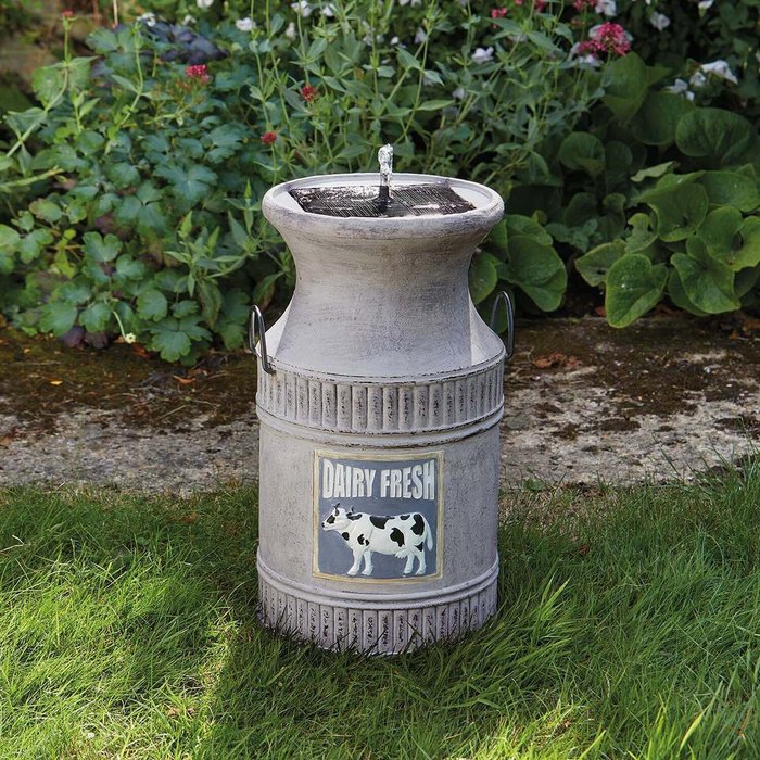 The Range | Smart Garden Solar Milk Churn Water Feature - Grey Smart Garden Solar Milk Churn Water Feature - Grey