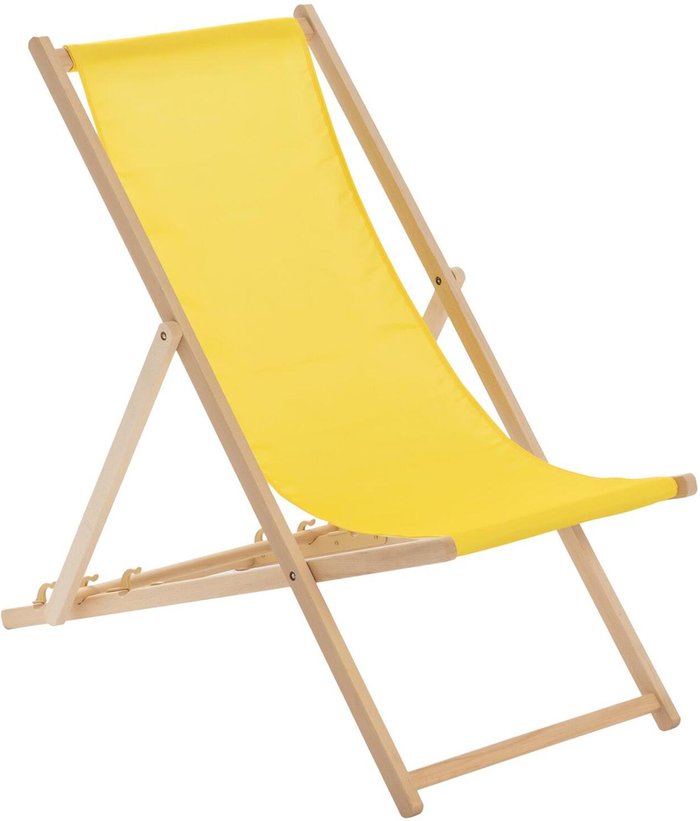The Range | Harbour Housewares Wooden Folding Garden Sun Lounger Deck Chair x1 - Yellow Harbour Housewares Wooden Folding Garden Sun Lounger Deck Chair x1 - Yellow