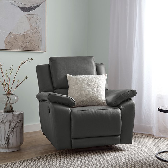 The Range | Sorrento Power Leather Recliner Chair Grey - Grey Leather Sorrento Power Leather Recliner Chair Grey - Grey Leather