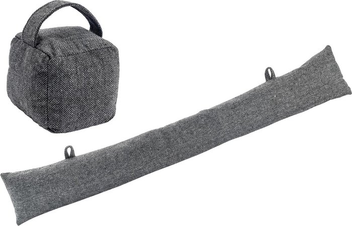 The Range | Nicola Spring Herringbone Door Stop Draught Excluder Set - Grey Nicola Spring Herringbone Door Stop Draught Excluder Set - Grey