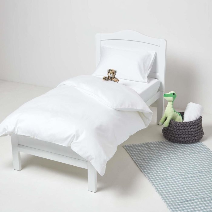 The Range | Homescapes Organic Egyptian Cotton Cot Bed Duvet Cover Set with Pillowcase 400 TC - White Homescapes Organic Egyptian Cotton Cot Bed Duvet Cover Set with Pillowcase 400 TC - White