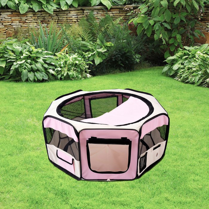 The Range | HOMCOM HOMCOM Foldable Pet Playpen - Pink/Cream HOMCOM HOMCOM Foldable Pet Playpen - Pink/Cream