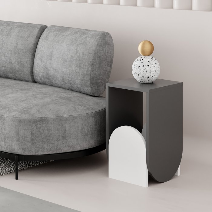 The Range | Decortie Nun Modern Side Table - Grey / Anthracite Grey / Anthracite Grey, White Decortie Nun Modern Side Table - Grey / Anthracite Grey / Anthracite Grey, White
