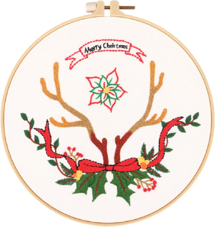 The Range | Christmas Embroidery Starter Kit - Red / Reindeer Christmas Embroidery Starter Kit - Red / Reindeer