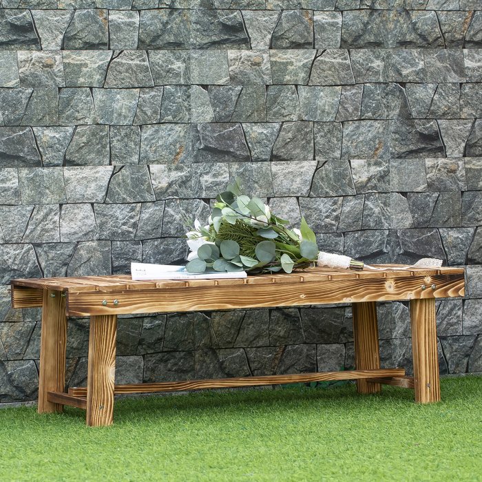 The Range | Outsunny 2 Seater Garden Wooden Bench Loveseat - Carbonised finish Outsunny 2 Seater Garden Wooden Bench Loveseat - Carbonised finish