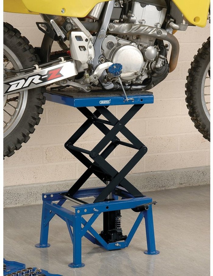 The Range | Draper Draper Hydraulic Motorcycle Scissor Lift - Blue/Black Draper Draper Hydraulic Motorcycle Scissor Lift - Blue/Black