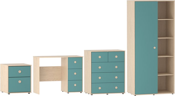 The Range | Neptune 4 Piece Bedroom Set - Blue and Oak Neptune 4 Piece Bedroom Set - Blue and Oak