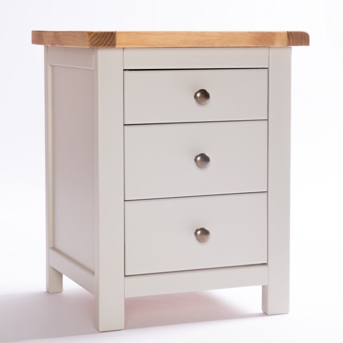 The Range | Cabinet Bits Argenta 3 Drawer Bedside Cabinet - Grey / Brass Knob Cabinet Bits Argenta 3 Drawer Bedside Cabinet - Grey / Brass Knob