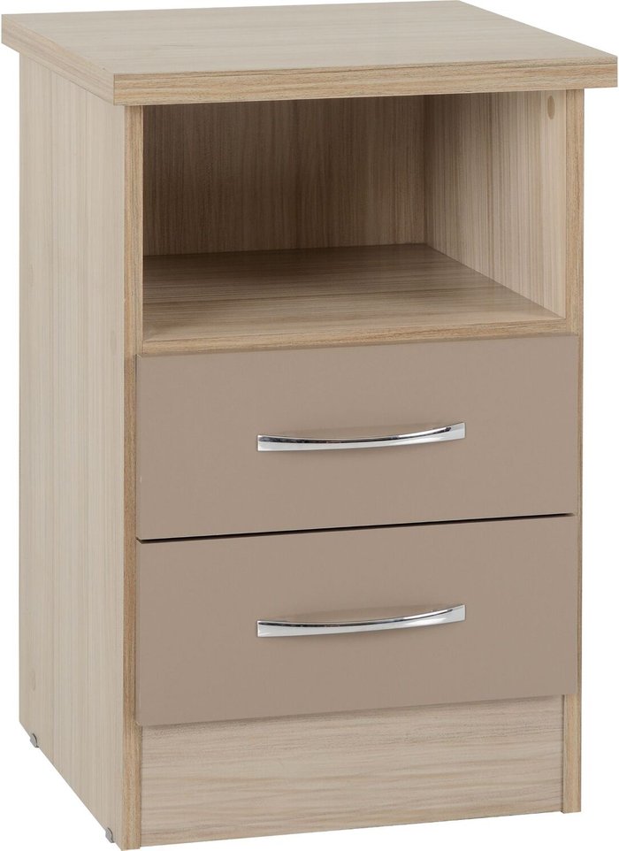 The Range | Seconique Nevada 2 Drawer Bedside - Oyster, Light Oak Seconique Nevada 2 Drawer Bedside - Oyster, Light Oak
