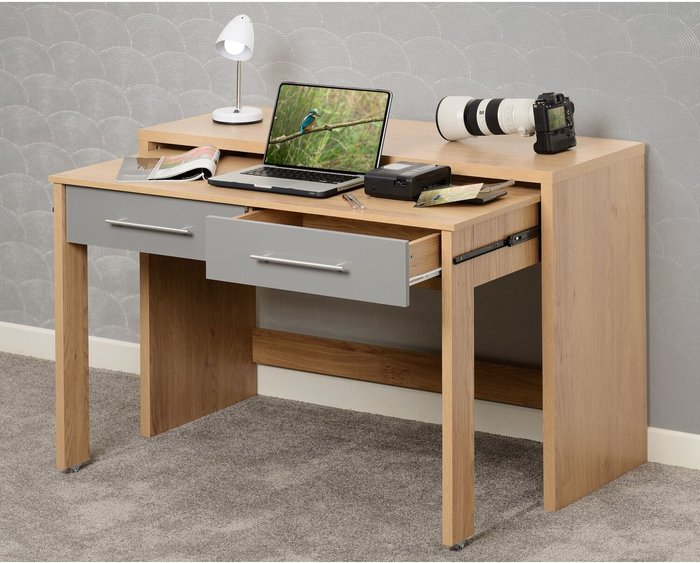 The Range | Seconique Seville 2 Drawer Slider Desk - Grey Seconique Seville 2 Drawer Slider Desk - Grey