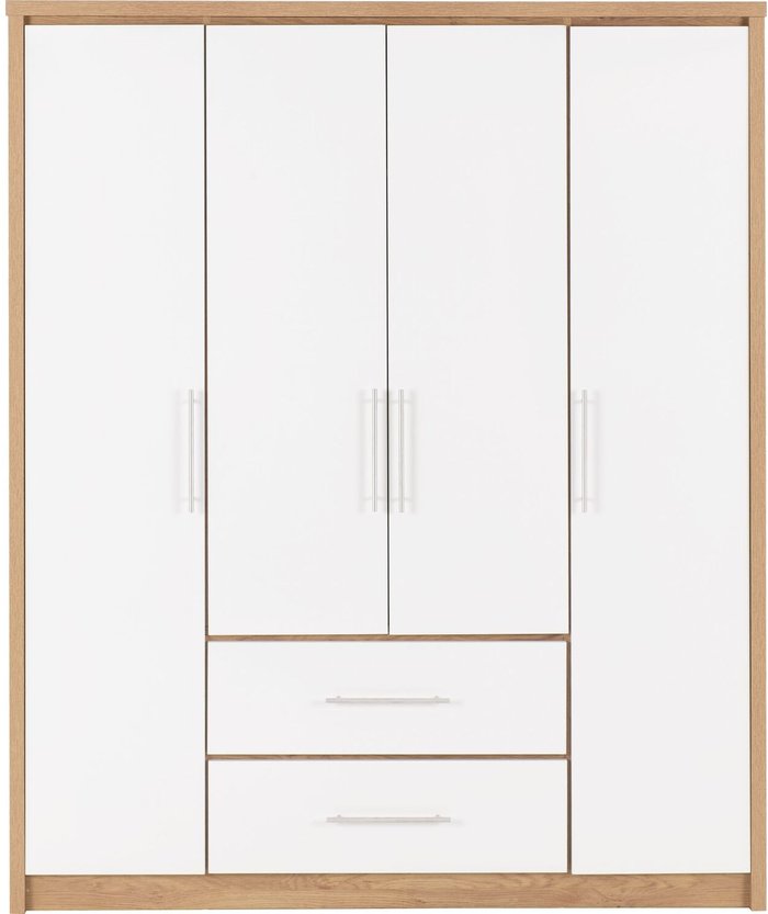 The Range | Seconique Seville 4 Door 2 Drawer Wardrobe - White Seconique Seville 4 Door 2 Drawer Wardrobe - White