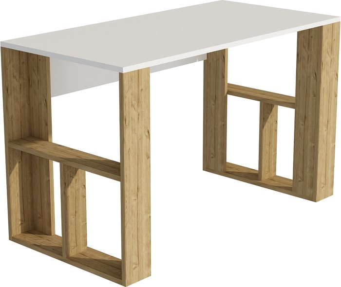 The Range | Destina Home Ocean Computer Desk with Storage Shelves - White - Sapphire Oak Destina Home Ocean Computer Desk with Storage Shelves - White - Sapphire Oak