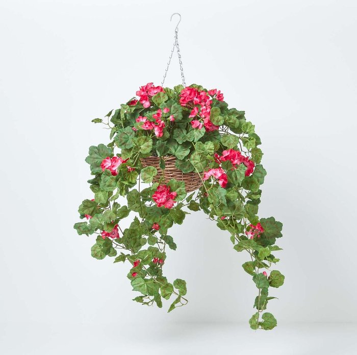 The Range | Homescapes Homescapes Large Lifelike Pink Geranium Artificial Hanging Basket Trailing Plant - Pink Homescapes Homescapes Large Lifelike Pink Geranium Artificial Hanging Basket Trailing Plant - Pink