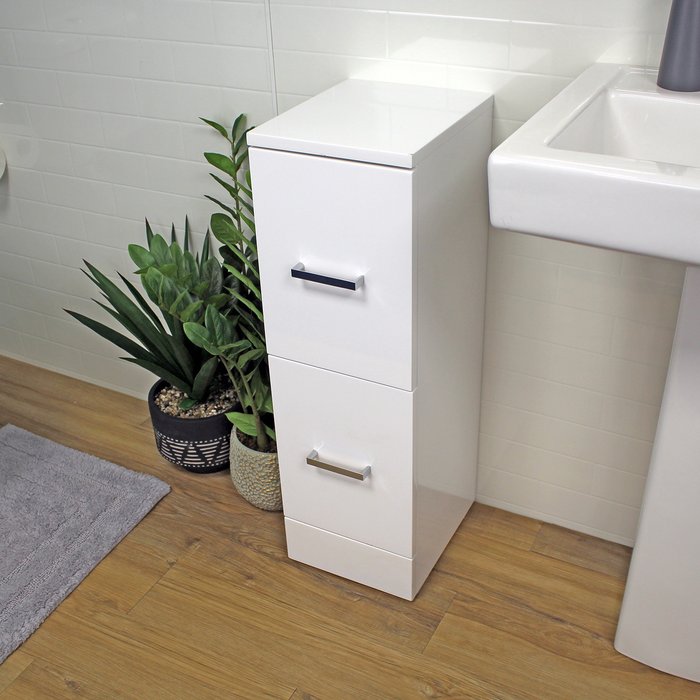 The Range | Showerdrape Loreto Freestanding Slimline Bathroom Cabinet - White Showerdrape Loreto Freestanding Slimline Bathroom Cabinet - White