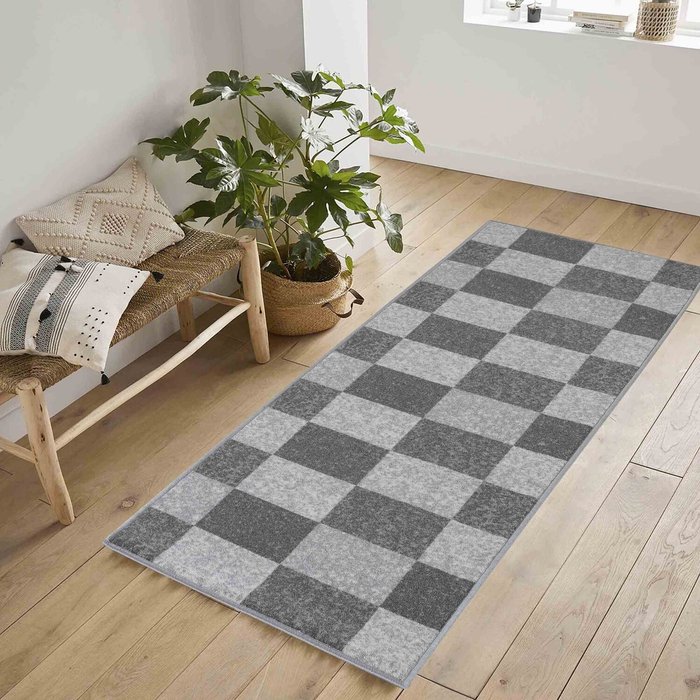 The Range | Serdim Rugs Serdim Rugs Square Design Anti Slip Doormats Grey 80X300 Cm Serdim Rugs Serdim Rugs Square Design Anti Slip Doormats Grey 80X300 Cm