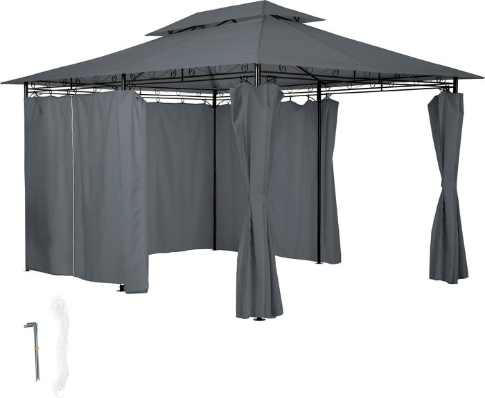 The Range | TECTAKE Tectake Luxury Gazebo Emine 4X3M With 6 Side Panels Black TECTAKE Tectake Luxury Gazebo Emine 4X3M With 6 Side Panels Black