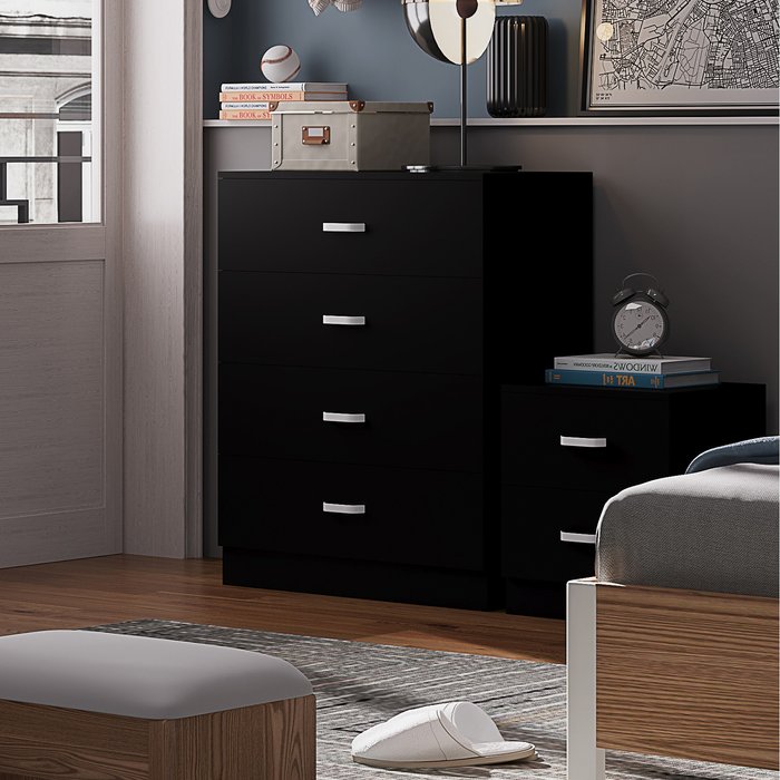 The Range | FWStyle Tunis 4 Drawer Modern Chest Of Drawers - Black FWStyle Tunis 4 Drawer Modern Chest Of Drawers - Black