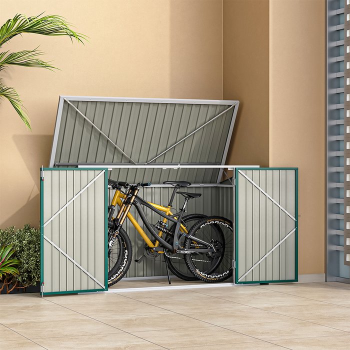 The Range | Livingandhome Dual Outdoor Double Wheelie Bin Storage Garden Shed - Black / - Livingandhome Dual Outdoor Double Wheelie Bin Storage Garden Shed - Black / -