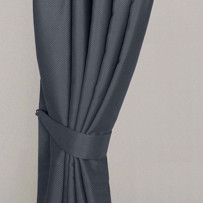 The Range | Homescapes Herringbone Chevron Curtain Tie Back Pair - Dark Grey Homescapes Herringbone Chevron Curtain Tie Back Pair - Dark Grey