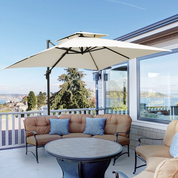 The Range | Outsunny Outsunny 360 Rotation Roma Cantilever Parasol - Beige Outsunny Outsunny 360 Rotation Roma Cantilever Parasol - Beige