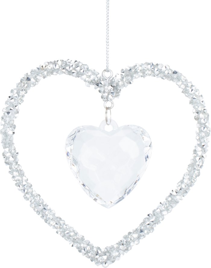 The Range | Sliver and Clear Hanging Heart - Silver Sliver and Clear Hanging Heart - Silver