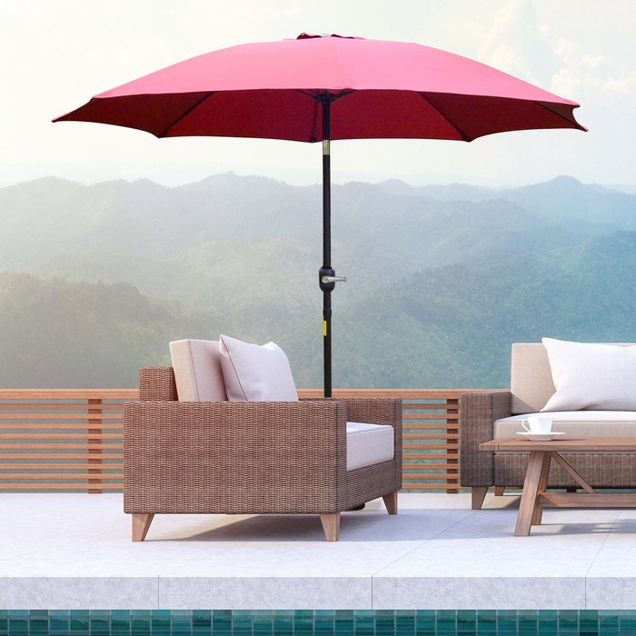 The Range | Outsunny Patio Umbrella Tilt Shelter - Wine Red Outsunny Patio Umbrella Tilt Shelter - Wine Red