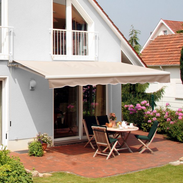 The Range | Outsunny Outsunny 2.5 x 2m Manual Awning Canopy W/ Winding Handle - Cream Outsunny Outsunny 2.5 x 2m Manual Awning Canopy W/ Winding Handle - Cream