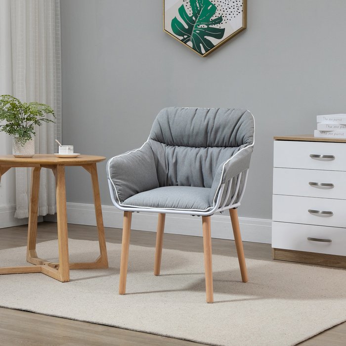 The Range | HOMCOM Contrast Piped Accent Chair - Grey and brown HOMCOM Contrast Piped Accent Chair - Grey and brown