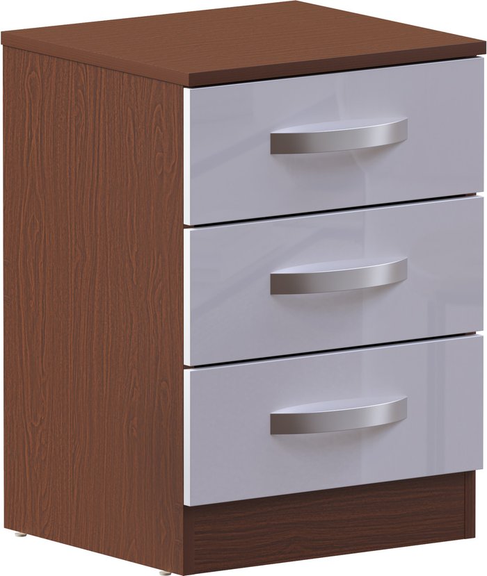 The Range | Hulio 3 Drawer Bedside Cabinet - Walnut and White Hulio 3 Drawer Bedside Cabinet - Walnut and White