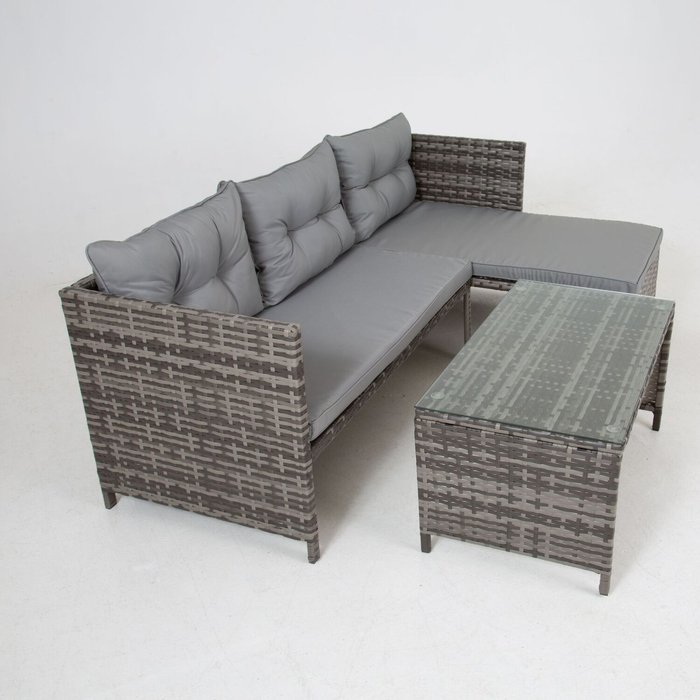 The Range | Outdoor Living Grey Riverside 3-Seat Rattan Corner Garden Conversation Set - Grey Outdoor Living Grey Riverside 3-Seat Rattan Corner Garden Conversation Set - Grey