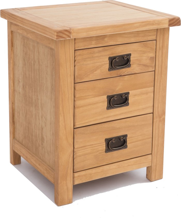 The Range | Cabinet Bits Lugo 3 Drawer Bedside Cabinet - Brown / Brass Drop Cabinet Bits Lugo 3 Drawer Bedside Cabinet - Brown / Brass Drop