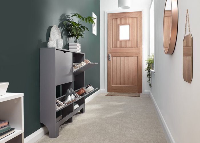 The Range | GFW Narrow 4 Drawer Shoe Cabinet - Grey GFW Narrow 4 Drawer Shoe Cabinet - Grey