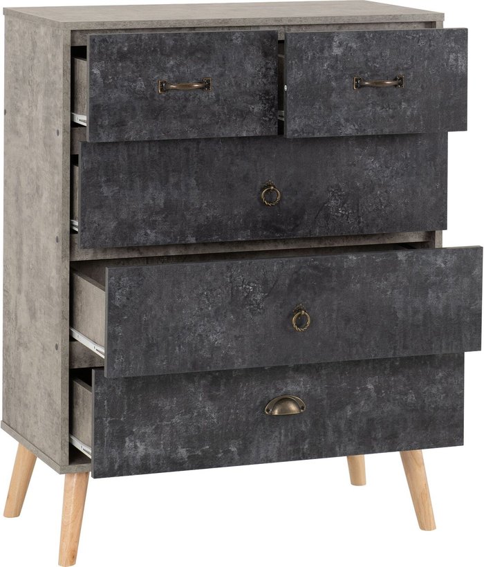 The Range | Seconique Nordic 3 Plus 2 Drawer Chest - Concrete, Grey Seconique Nordic 3 Plus 2 Drawer Chest - Concrete, Grey