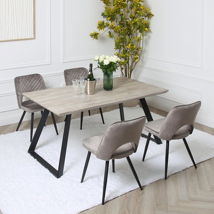 The Range | Dorchester Dining Table Set - Grey / 62kg Dorchester Dining Table Set - Grey / 62kg