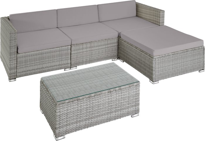 The Range | TECTAKE Tectake Florence 4-seater Rattan Lounge Sofa Set - Light Grey TECTAKE Tectake Florence 4-seater Rattan Lounge Sofa Set - Light Grey