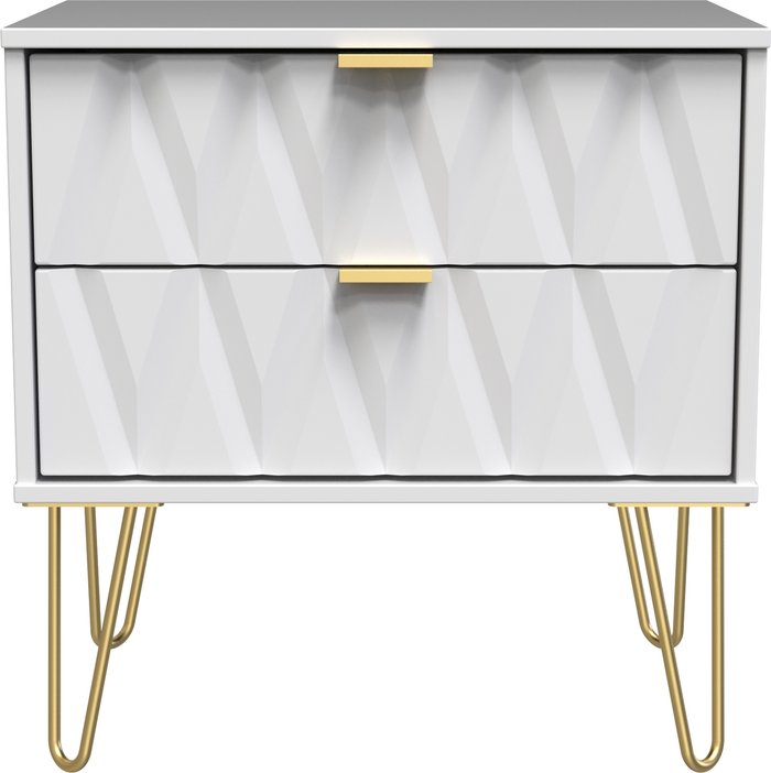 The Range | Diamond Ready Assembled 2 Drawer Midi Chest - White Matt Diamond Ready Assembled 2 Drawer Midi Chest - White Matt