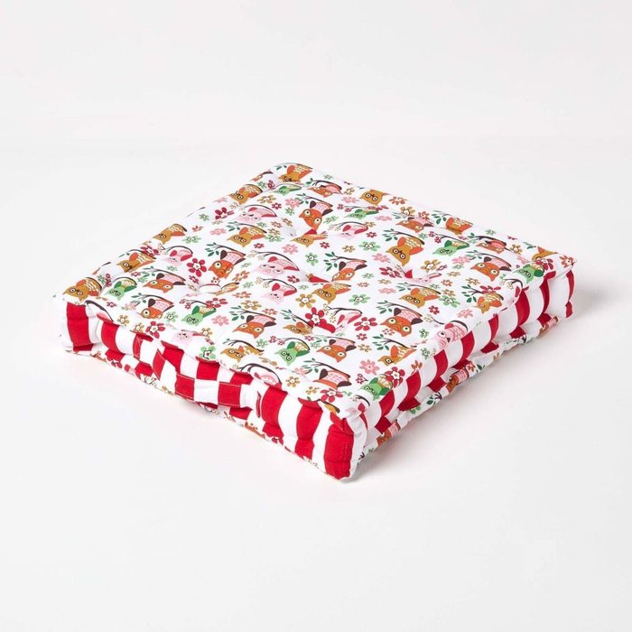 The Range | Homescapes Homescapes Cotton Owl Floor Cushion - Red / 8cm Homescapes Homescapes Cotton Owl Floor Cushion - Red / 8cm