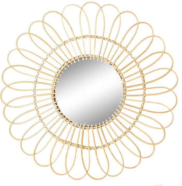 The Range | Nicola Spring Daisy Wooden Rattan Wall Mirror - Brown Nicola Spring Daisy Wooden Rattan Wall Mirror - Brown