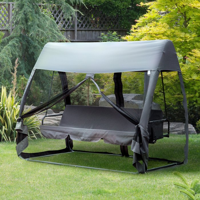 The Range | Outsunny Swing Chair Bed Hammock 3 Person - Grey Outsunny Swing Chair Bed Hammock 3 Person - Grey