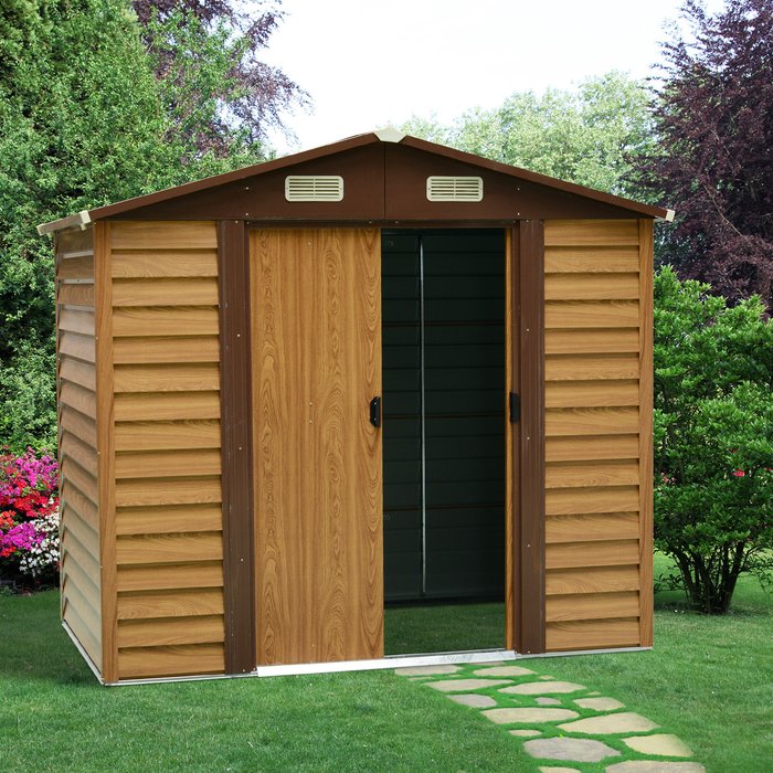 The Range | Outsunny Outsunny 7.7x6.4Ft Garden Shed Wood Effect Tool Storage Sliding Door Wood Grain Outsunny Outsunny 7.7x6.4Ft Garden Shed Wood Effect Tool Storage Sliding Door Wood Grain