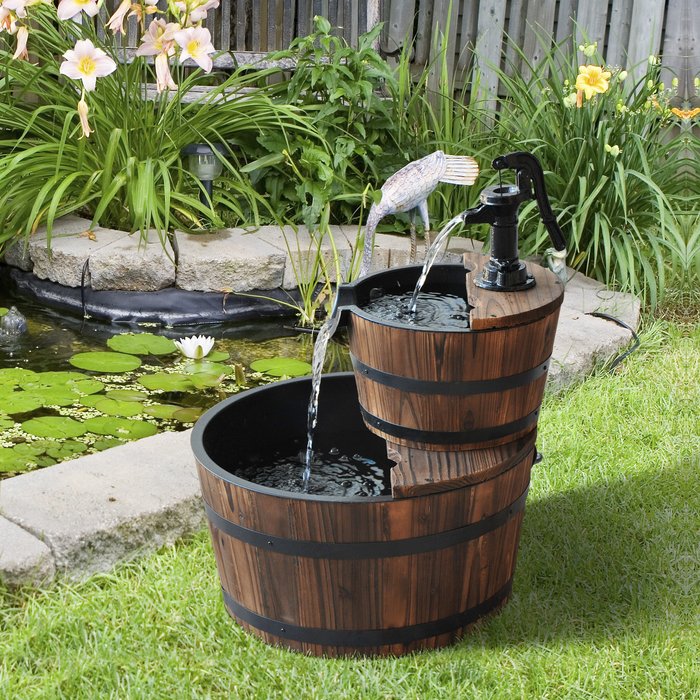 The Range | Outsunny Wooden Water Pump Fountain - wood color Outsunny Wooden Water Pump Fountain - wood color