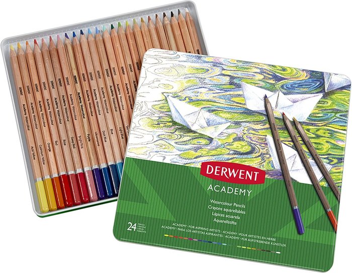 The Range | Derwent Pack of Derwent Academy Watercolour Pencils Tin - 24 Derwent Pack of Derwent Academy Watercolour Pencils Tin - 24