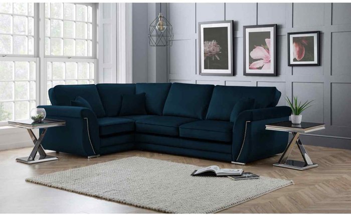The Range | Simply Eleganza Luca Full Back L Shape Left Hand Corner Sofa - Blue Simply Eleganza Luca Full Back L Shape Left Hand Corner Sofa - Blue