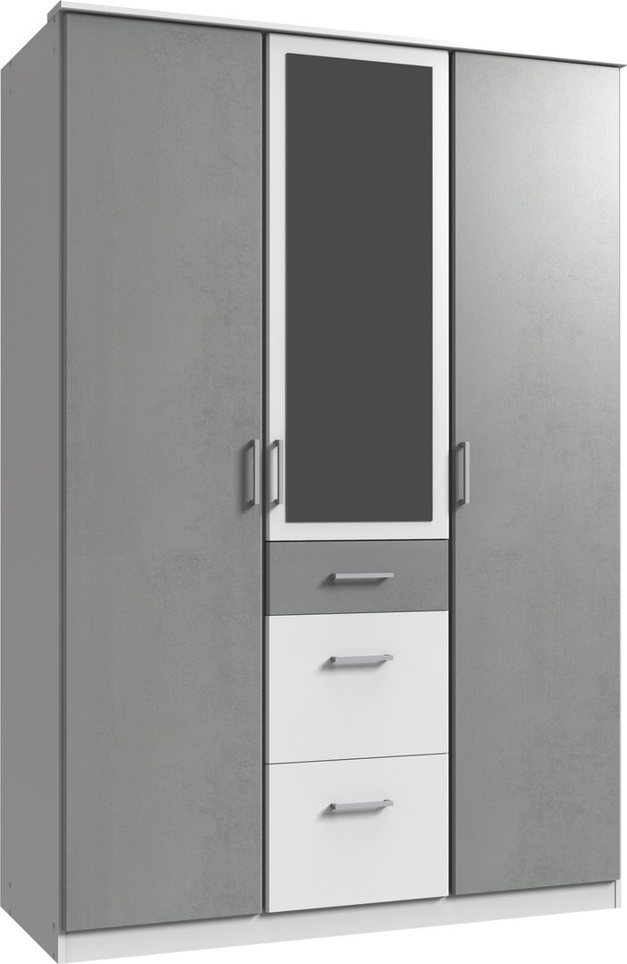 The Range | Tjs Click White and Grey 3 Door Wardrobe - White & Grey Tjs Click White and Grey 3 Door Wardrobe - White & Grey