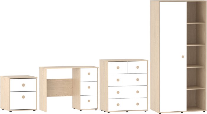 The Range | Neptune 4 Piece Bedroom Set - White and Oak Neptune 4 Piece Bedroom Set - White and Oak