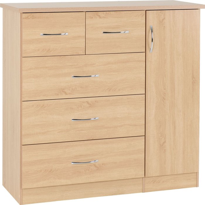 The Range | Seconique Nevada 5 Drawer Low Wardrobe - Sonoma Oak Seconique Nevada 5 Drawer Low Wardrobe - Sonoma Oak