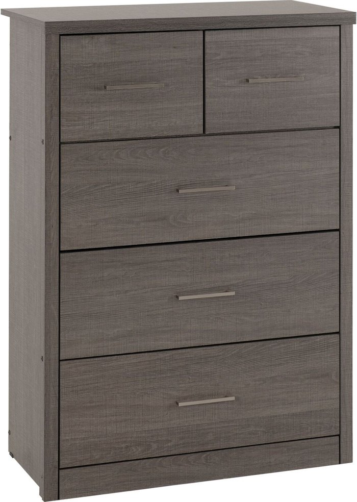 The Range | Seconique Lisbon 3 plus 2 Drawer Chest - Black Wood Grain Seconique Lisbon 3 plus 2 Drawer Chest - Black Wood Grain